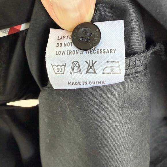 Tom's Ware Black Dress Shirt Mens Large Red White Check Contrast Trim Roll Cuff - Picture 12 of 12